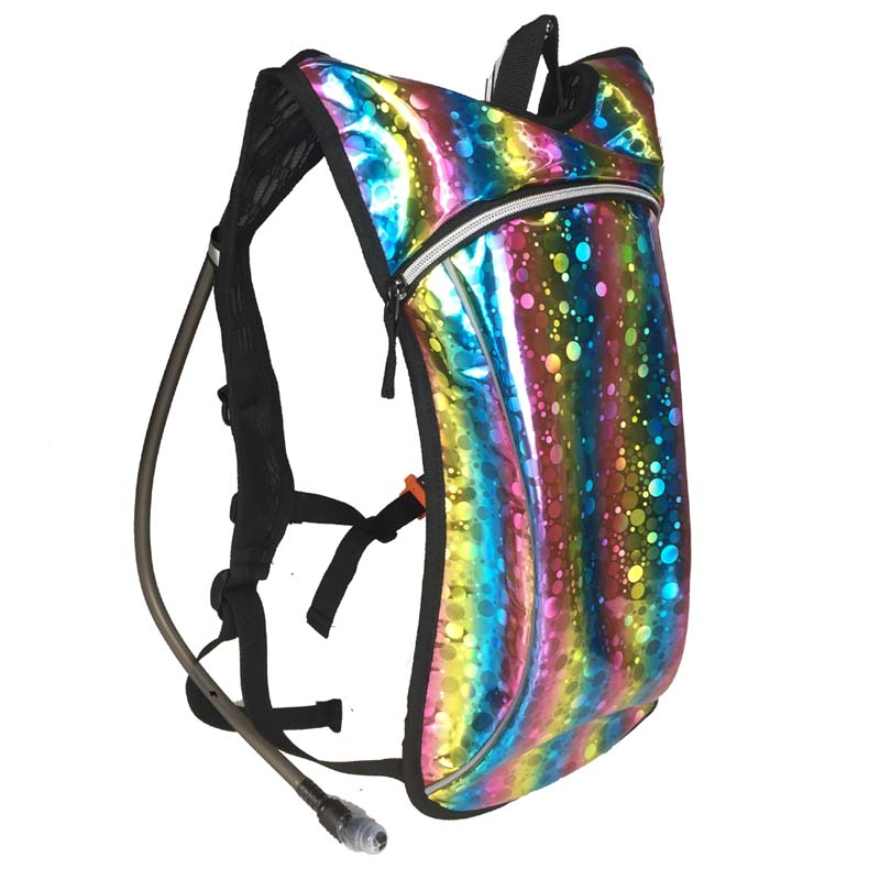 Custom Design Shiny Laser Leather Insulated Festival Hydration Backpack pack