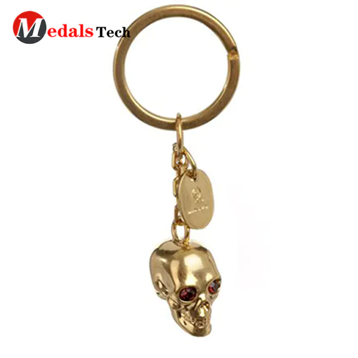 Promotional unique lovely custom skulls head metal keychain