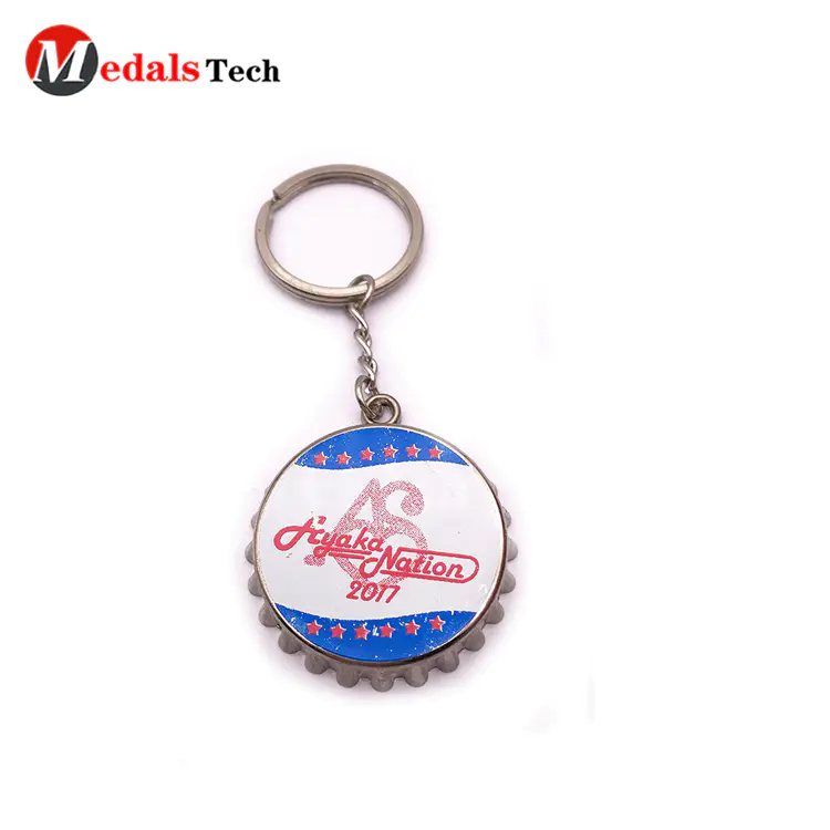 Cheap printing innovative bottle opener logo metal keychain