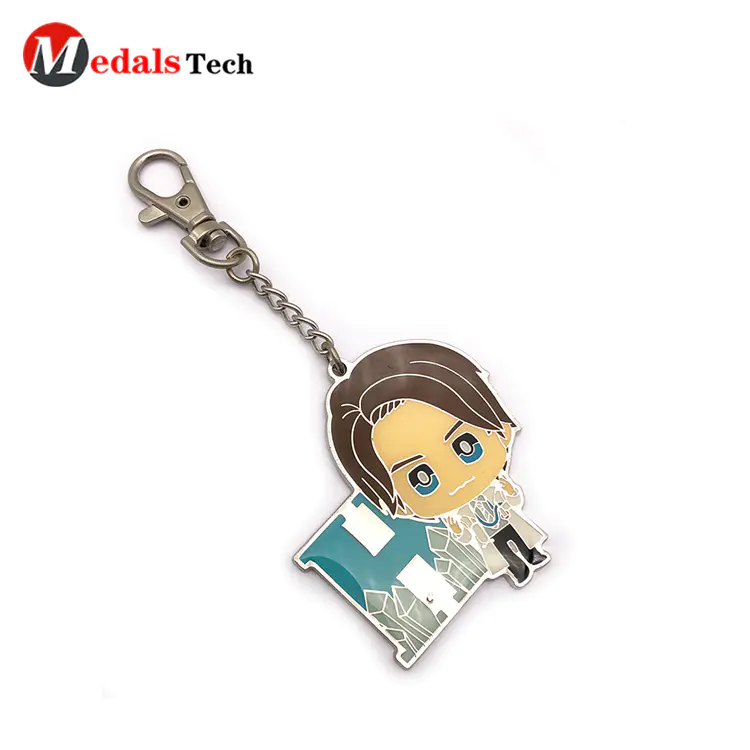 Custom round shaped metal keychain with epoxy sticker