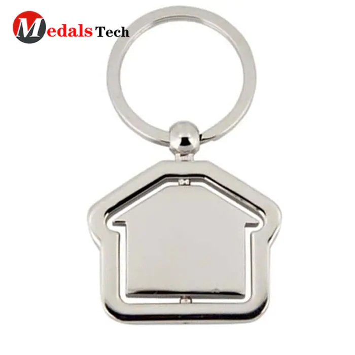High quality custom chrome house blannk silver shape metal keychain