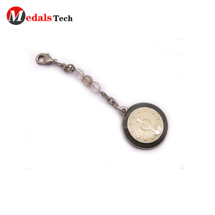 High quality custom metal clock shaped round giftskeychains