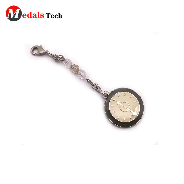 High quality custom metal clock shaped round giftskeychains