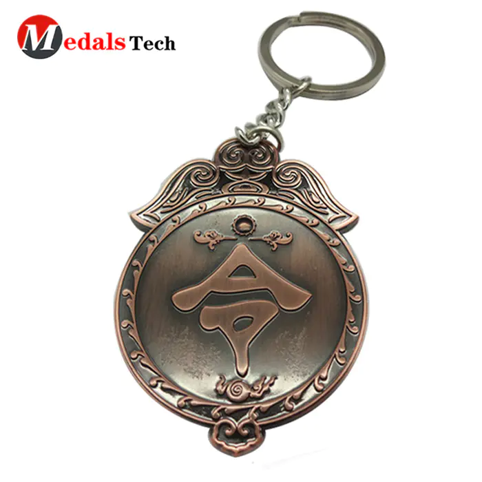 Custom design antique bronze souvenir metal logo keychain