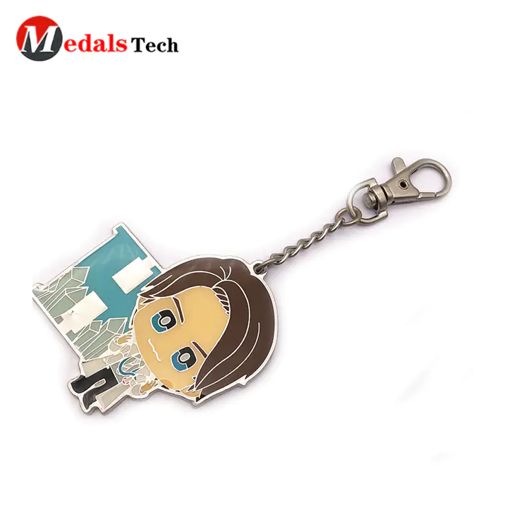 Custom round shaped metal keychain with epoxy sticker