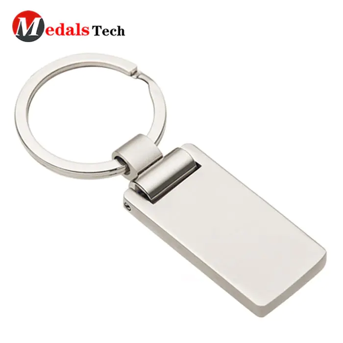 Factory manufacturer custom shinny silverblank zinc alloy keychain