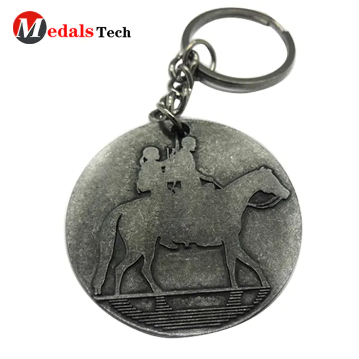 Custom made logo cheap round shaped metal souvenir keychain