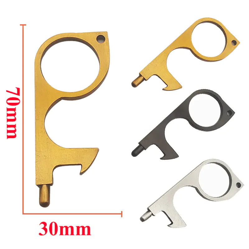In Stock Copper Silver Brass Plating No Touch Tool Clean Touchless Touchless Key for Safety Hands Free Use and Opening Doors