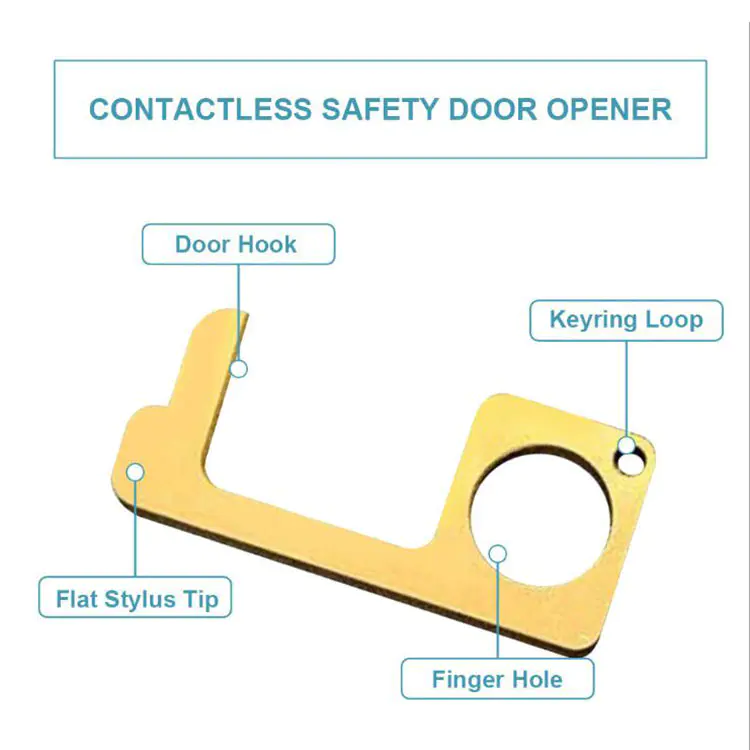 EDC Brass contactless helper elevator door opener keychain