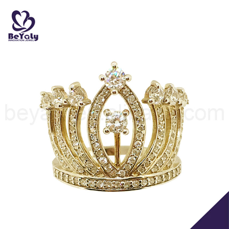 Fashion cz crown silver king and queen rings
