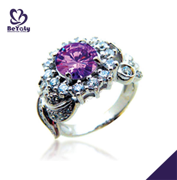 product-Delicate purple flower shiny silver wedding rings platinum-BEYALY-img-3
