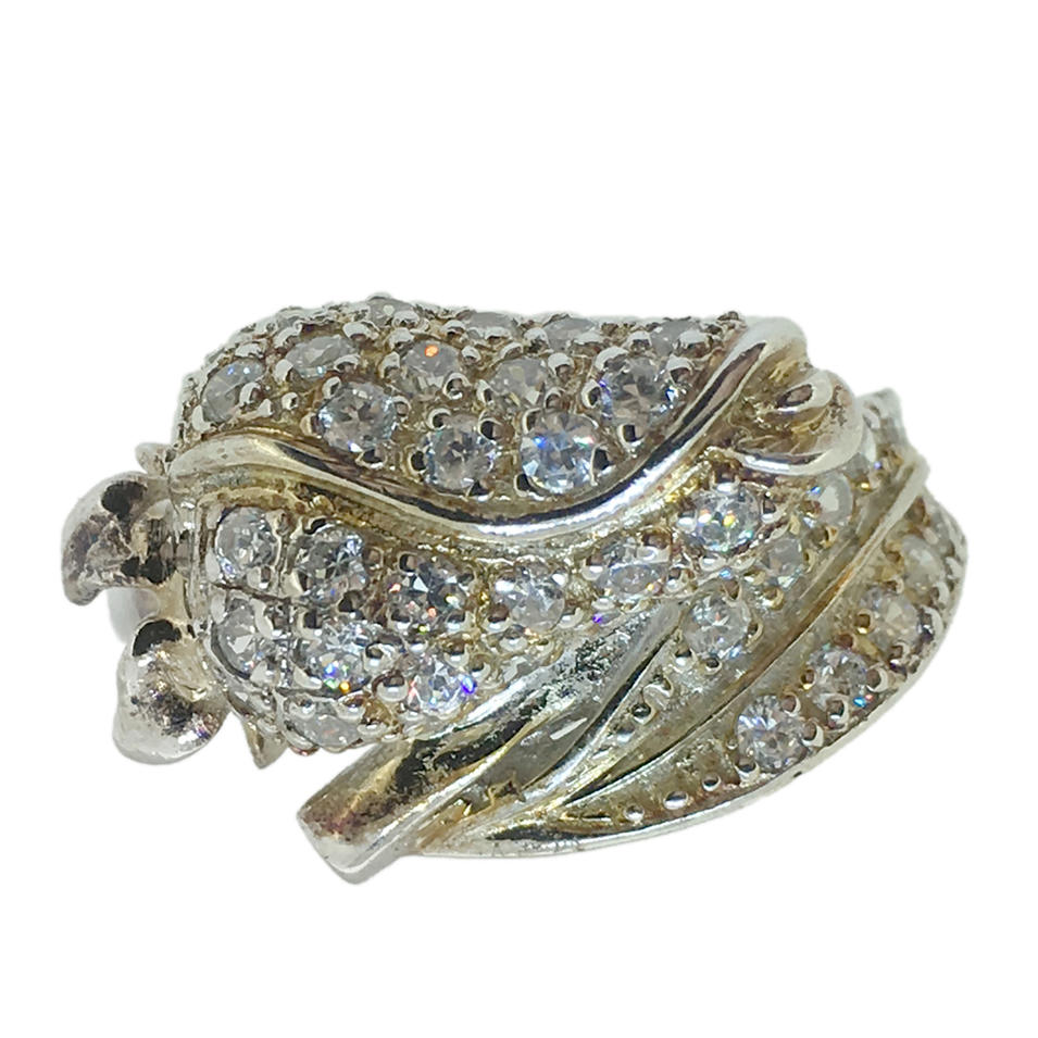 Fancy cz custom design 6925 silver flower ring