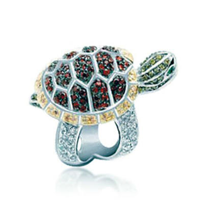 Colored 925 Silver Fashion Plating Gold Tortoise Ring
