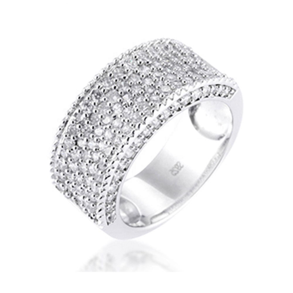 Half Ring Pave Silver Pure Diamond Jewelry With Cz