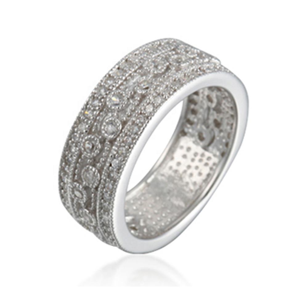 product-Half Ring Pave Silver Pure Diamond Jewelry With Cz-BEYALY-img-3