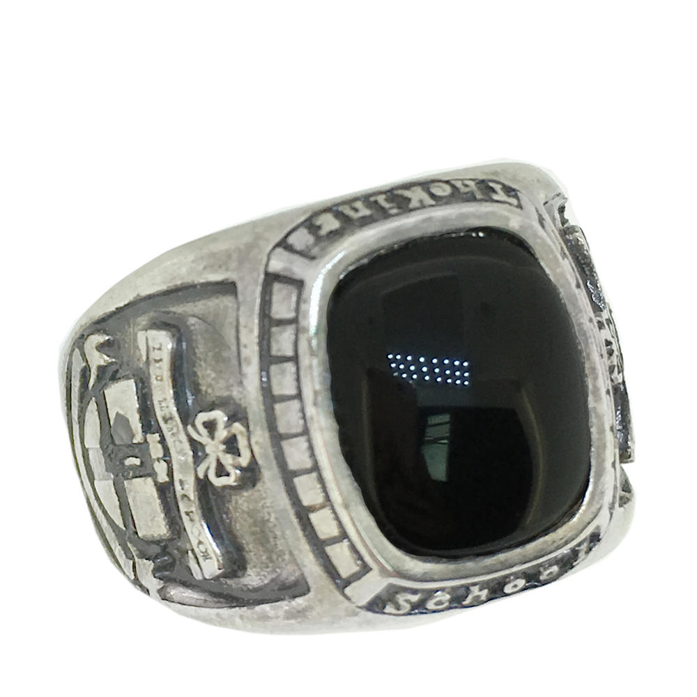 Black stone custom men finger 5925 italy silver jewelry