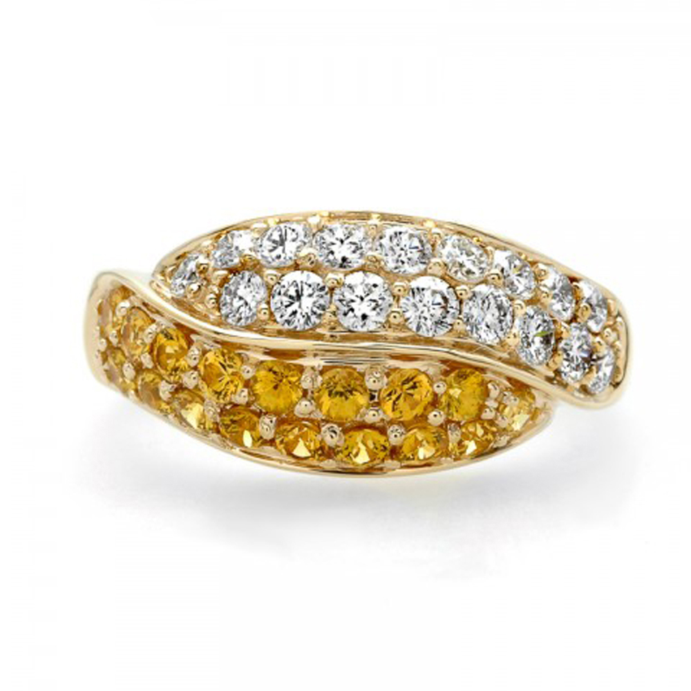 Fashion clear and yellow stone solid gold rings