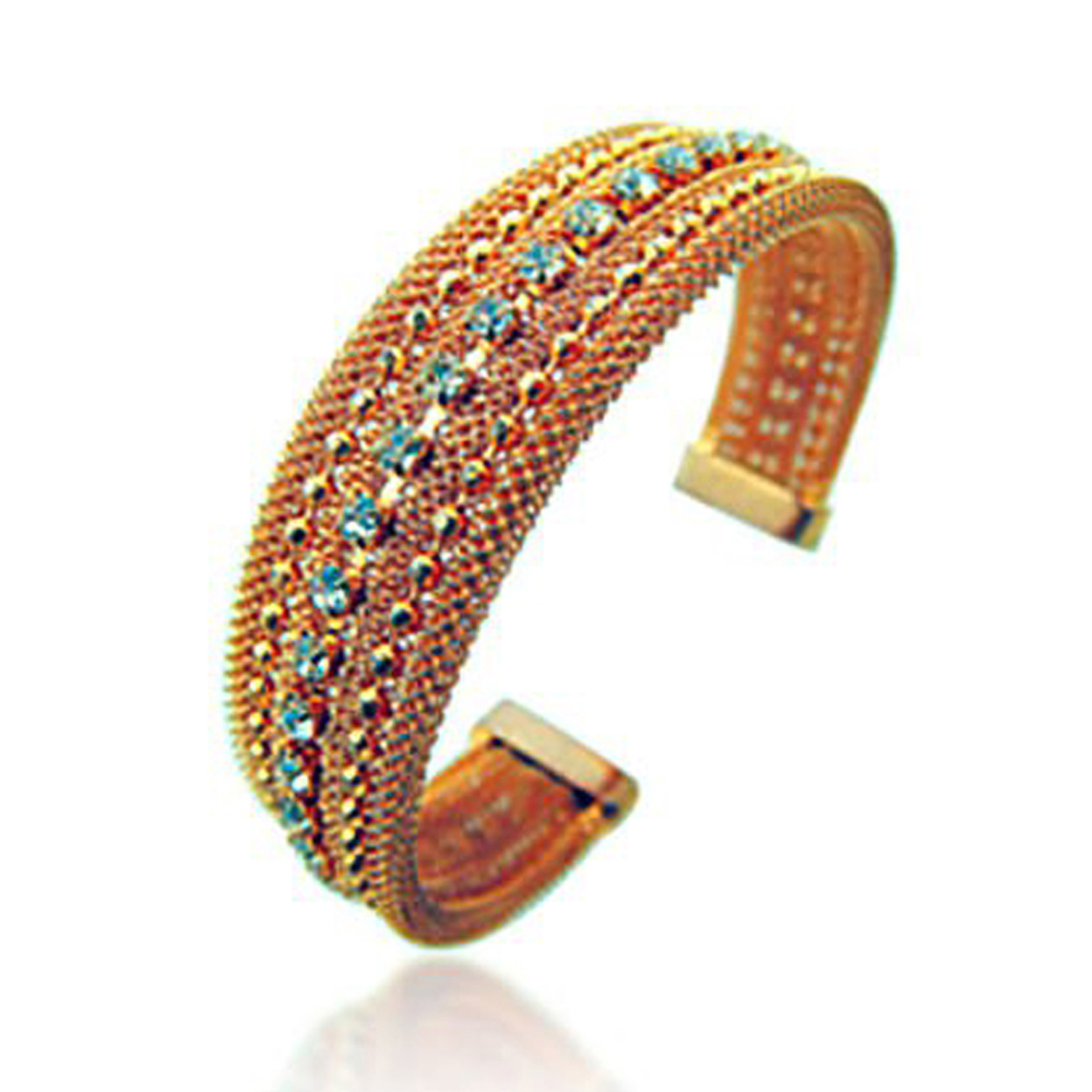 Lovely green cz two tone gold bangles design