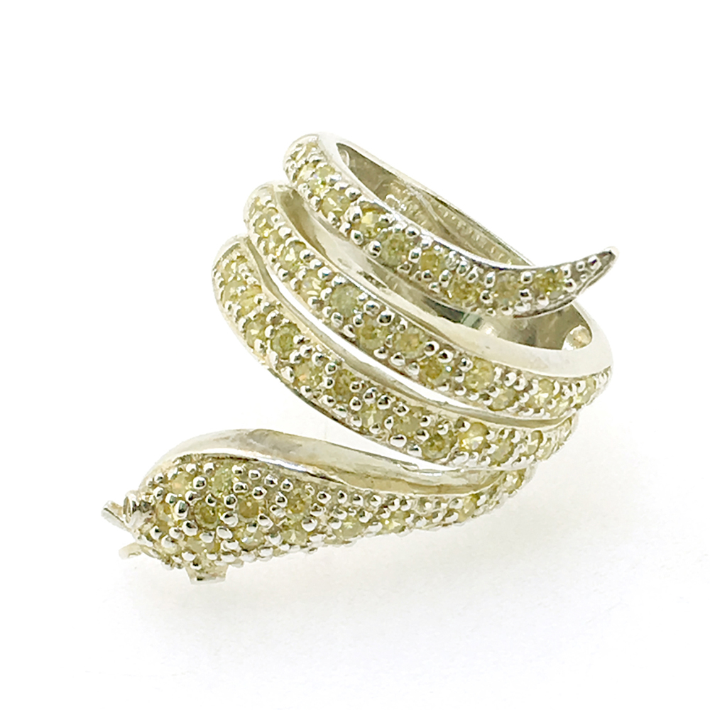 Golden 925 silver cute cz snake shaped animal rings
