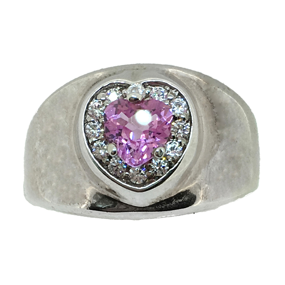 Anniversary pink heart stone 8k diamond engagement ring