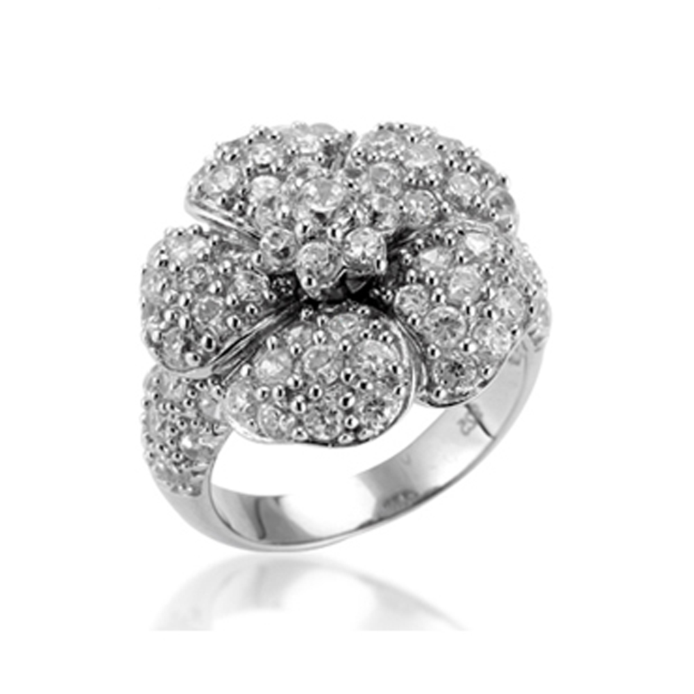 Artful amazing silver cz flower italian design ring