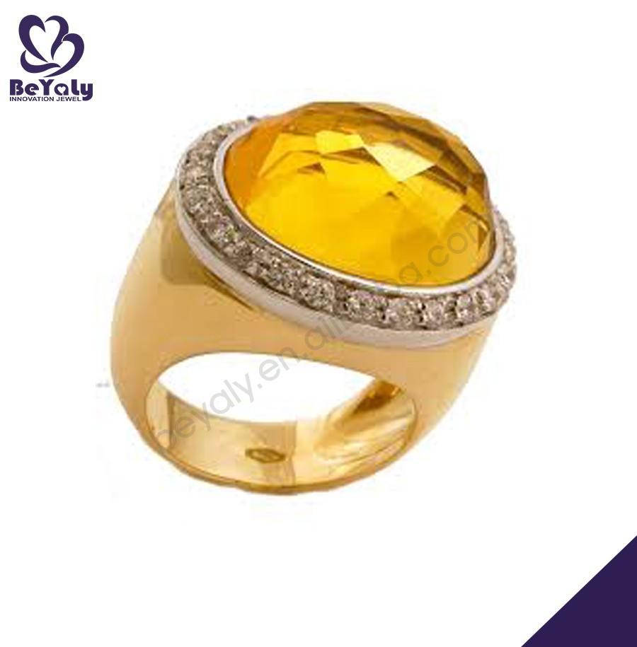 Yellow enamel 925 sterling silver genuine topaz ring