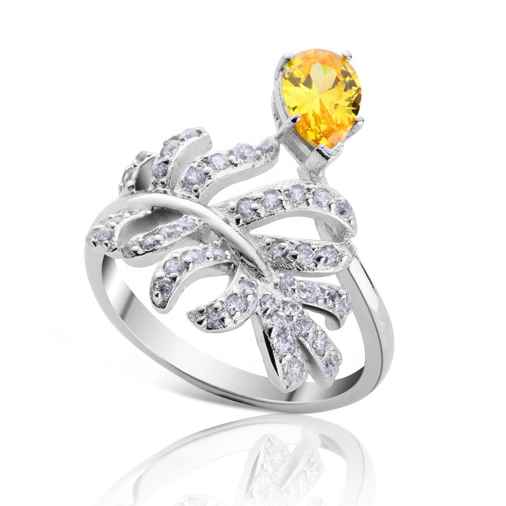 product-Shiny gemstone leaf adjustable 925 silver ring wholesale-BEYALY-img-3