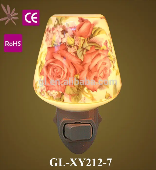 OEM GL-TC17 ETL CE ROHS BS garden flower Ceramic Night light for living room lamp as decoration and good for health