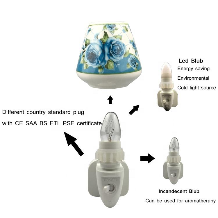 ETL CE ROHS fragrance ceramic lamp NIGHT LIGHT decoration in door with incandescent bulb