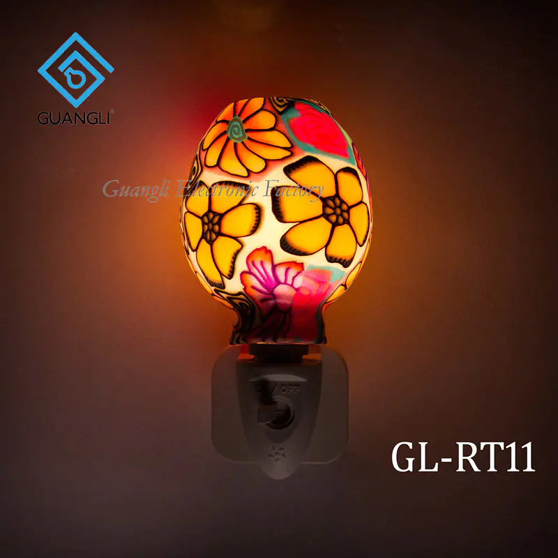 Hot Sale Brown flower design Aroma Essential Oil soft Art glass night light for indoor decoration GL-RT06