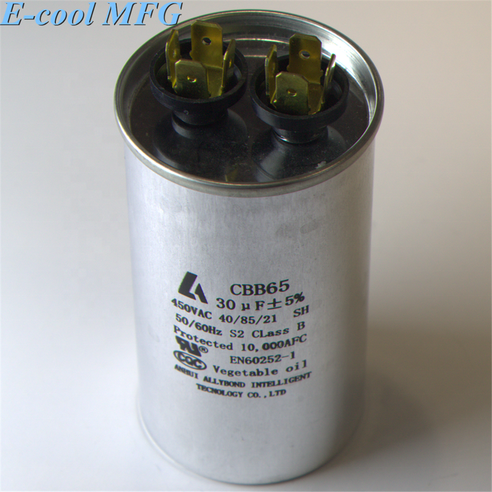 45+5 MFD uF CBB65 Round Aluminum Electrolyte Dual Capacitor