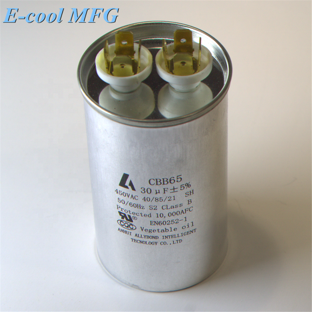 Customized Round Cylinder CBB65 450V 50/60hz aluminum electrolytic ac start motor run air conditioner capacitor
