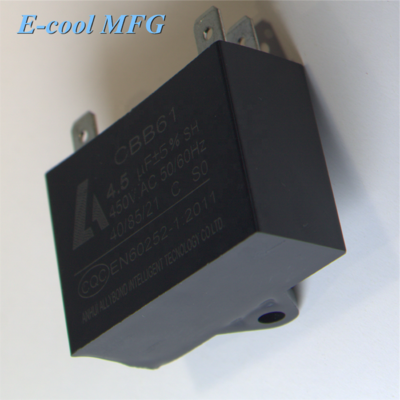 Black plastic square type 6uf 400v CBB61 ceiling fan capacitor