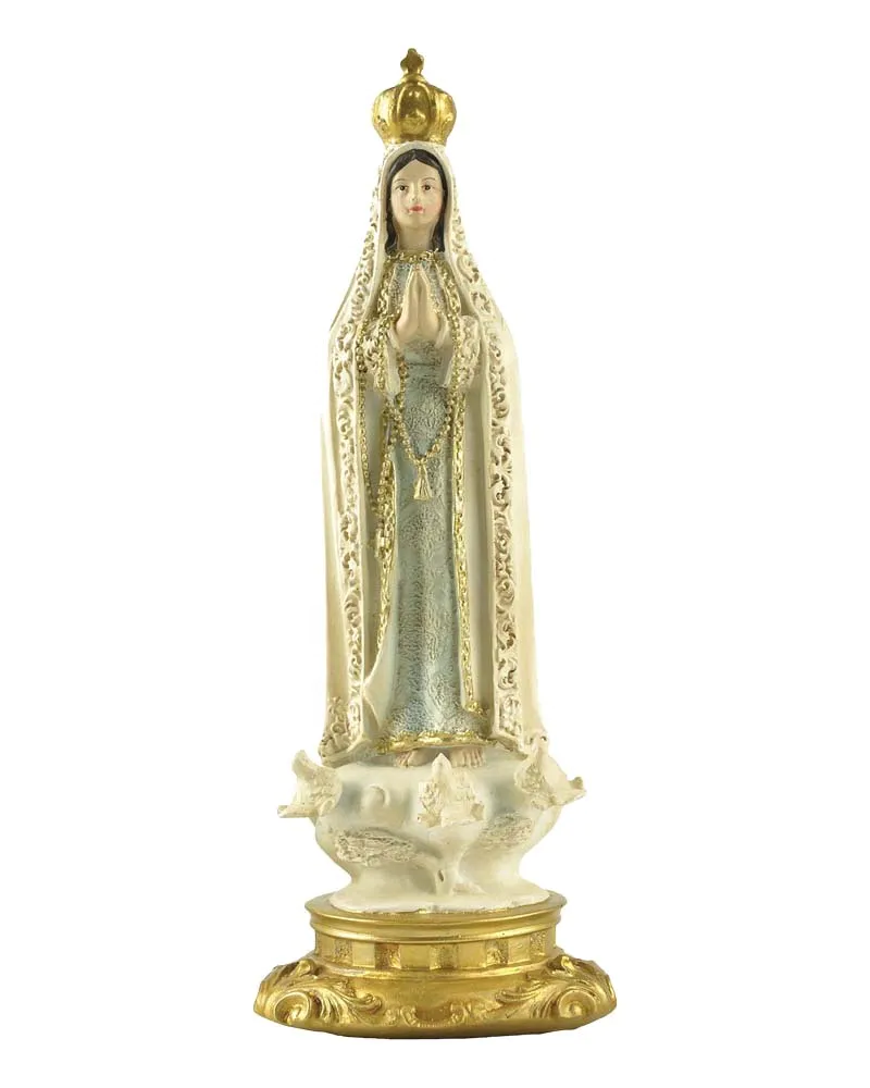 Stock Products Polyresin Our Lady Of Fatima w/ Crown Praying Statue for Decoration