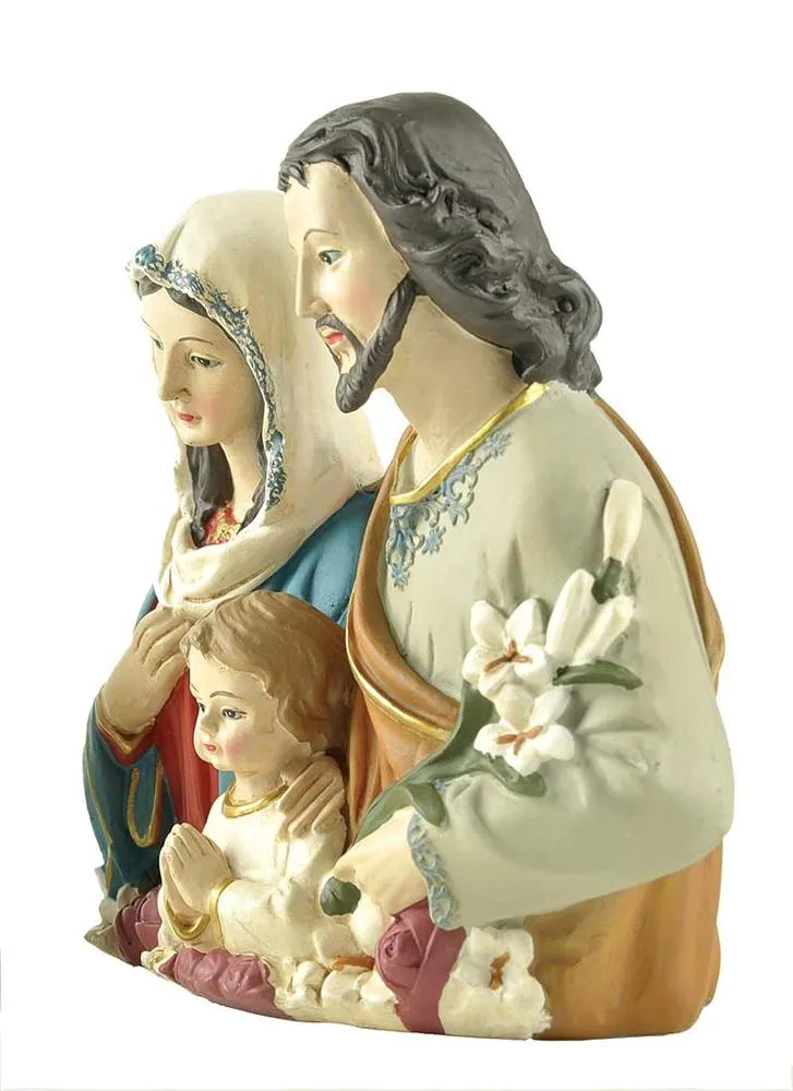 Stock Products Polyresin Praying Holy Family Bust w/Flowers Decoration