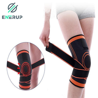 Enerup Custom Nylon Power Silicone Patella Knee Sleeve Padded Pad Support Brace with Strap