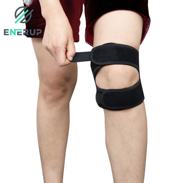 Enerup gym basketball lifting neoprene open patella knee sleeve strap support brace