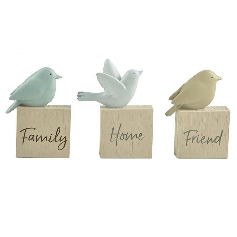 Garden Fairy Figurines Wholesale Candy Resin 3 Bird on Block For Home Friend Family Resin Sculpture