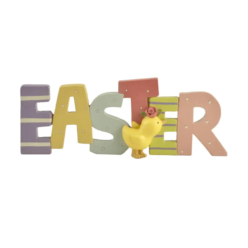 Wholesale craft easter plaque with chick letter polyresin plaque for home wall decoration