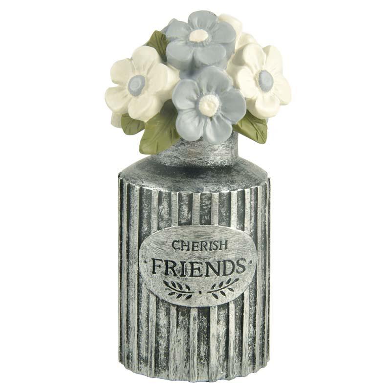 2020 Resin Custom GALVANIZED CONTAINER WITH FLOWERS Statue- 