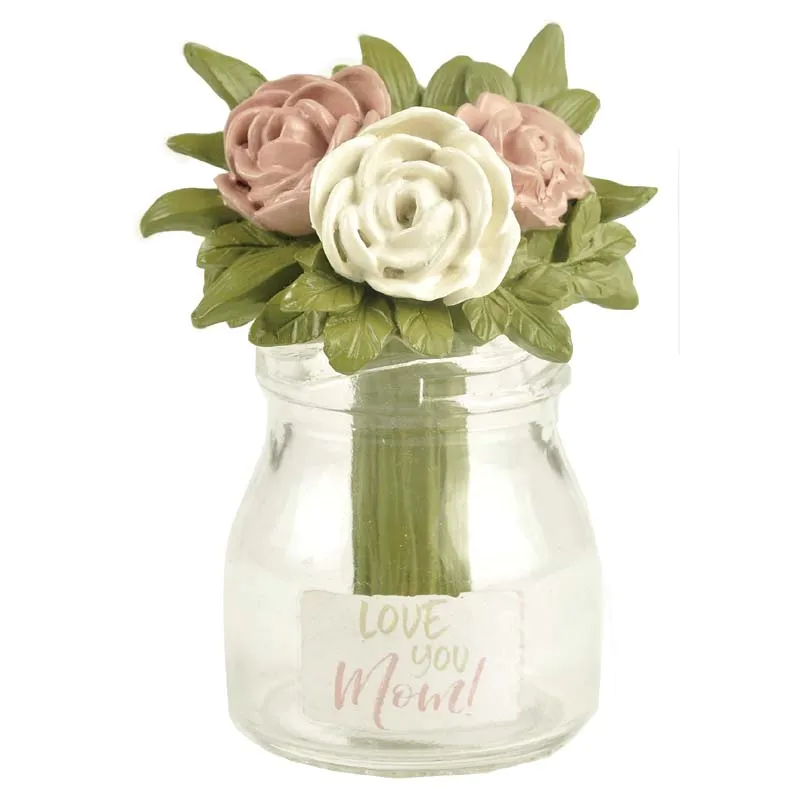 2020 New Arrival Resin Flower in Glass Jar Decoration-LOVE YOU MOM