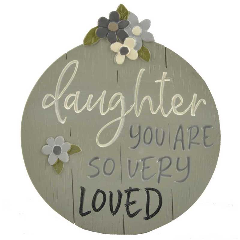 Polyresin crafts so very loved daughter plaque with round shape plate for tourist souvenir or home decor