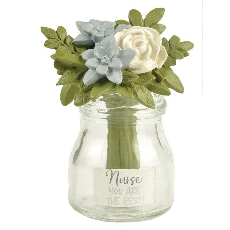 2020 Wholesale Hand Craft Resin Flower in Glass Jar -NURSE YOU ARE THE BEST