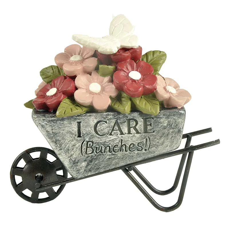 2020 Wholesale Polyresin Decoration Flower Pot on Trolley-I CARE