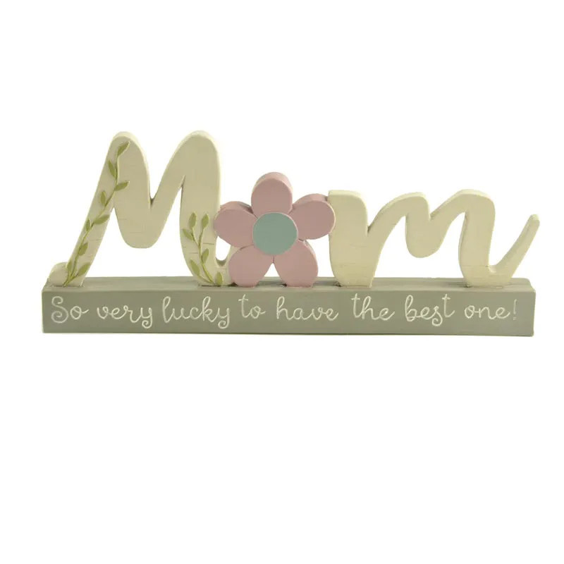 Wall mount hanging cutout letters wooden sign sister plaque on the base polyresin plaques for homedecor