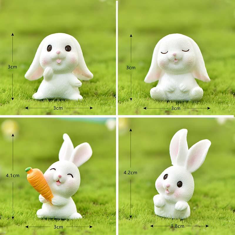 1 Set Cute Rabbit Carrots House Horticultural Plants Resin Accessories For Micro Landscape Decoration Animal Cartoon Mini Figure