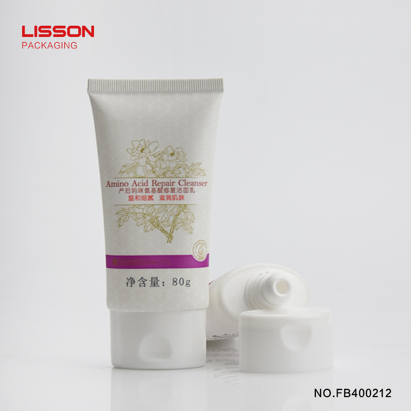 80ml Customized oval flat empty cosmetic cream tube with flip top cap