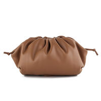 Wholesale High Quality Fashion Soft Leather Pleated Dumpling Clutch Bag