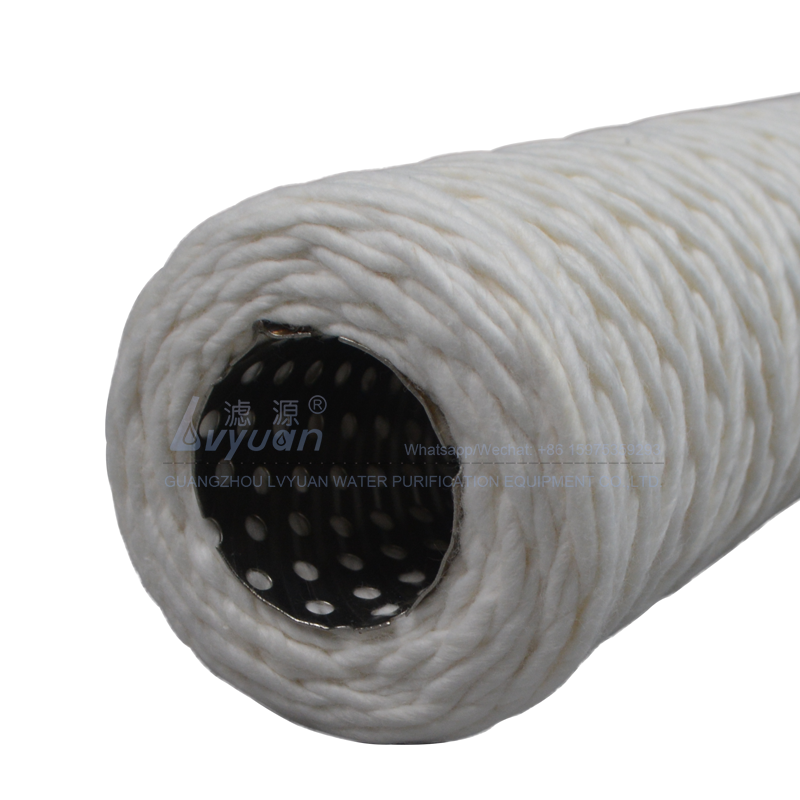 SS core 2.5"x10" cotton yarn water filter cartridge for reverse osmosis water treatment filter 5 micron