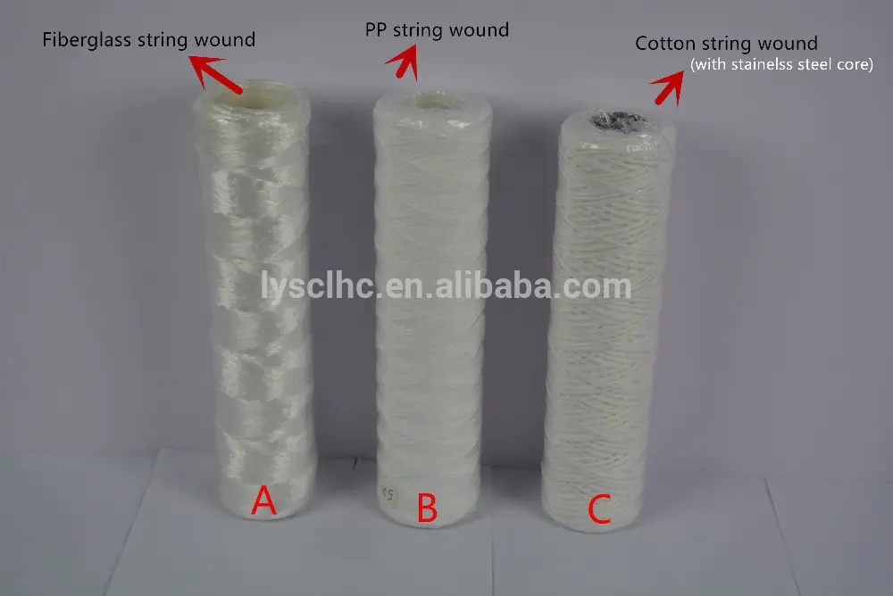 Micro wound filter cartridge PP yarn / Cotton / Fiberglass string water filters